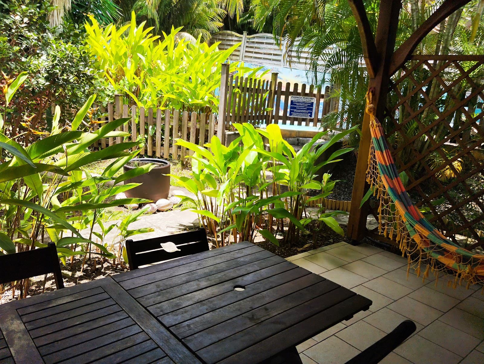 Espace extérieur planté de végétation tropicale